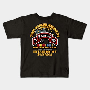 Just Cause - 75th Ranger Rgt  w Svc Ribbons Kids T-Shirt